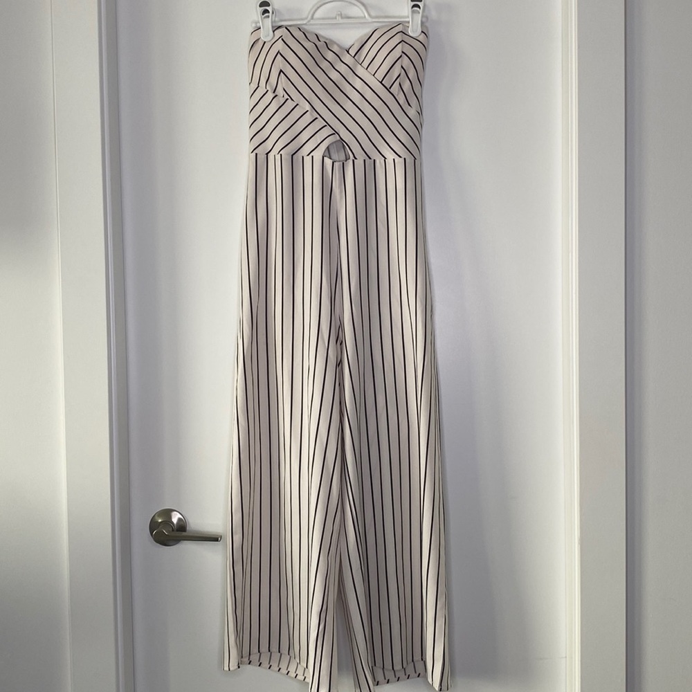 Strapless striped jumpsuit
